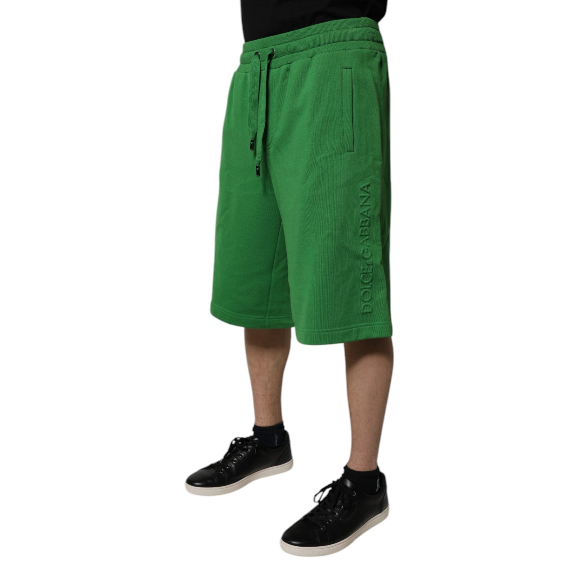 Dolce & Gabbana Green Cotton Men Sweatshorts Bermuda Shorts Dolce & Gabbana