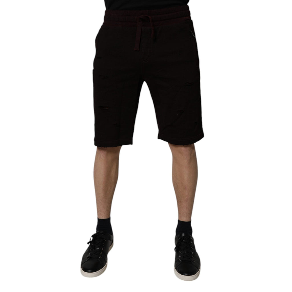 Dolce & Gabbana Maroon Cotton Sweatshorts Men Bermuda Shorts