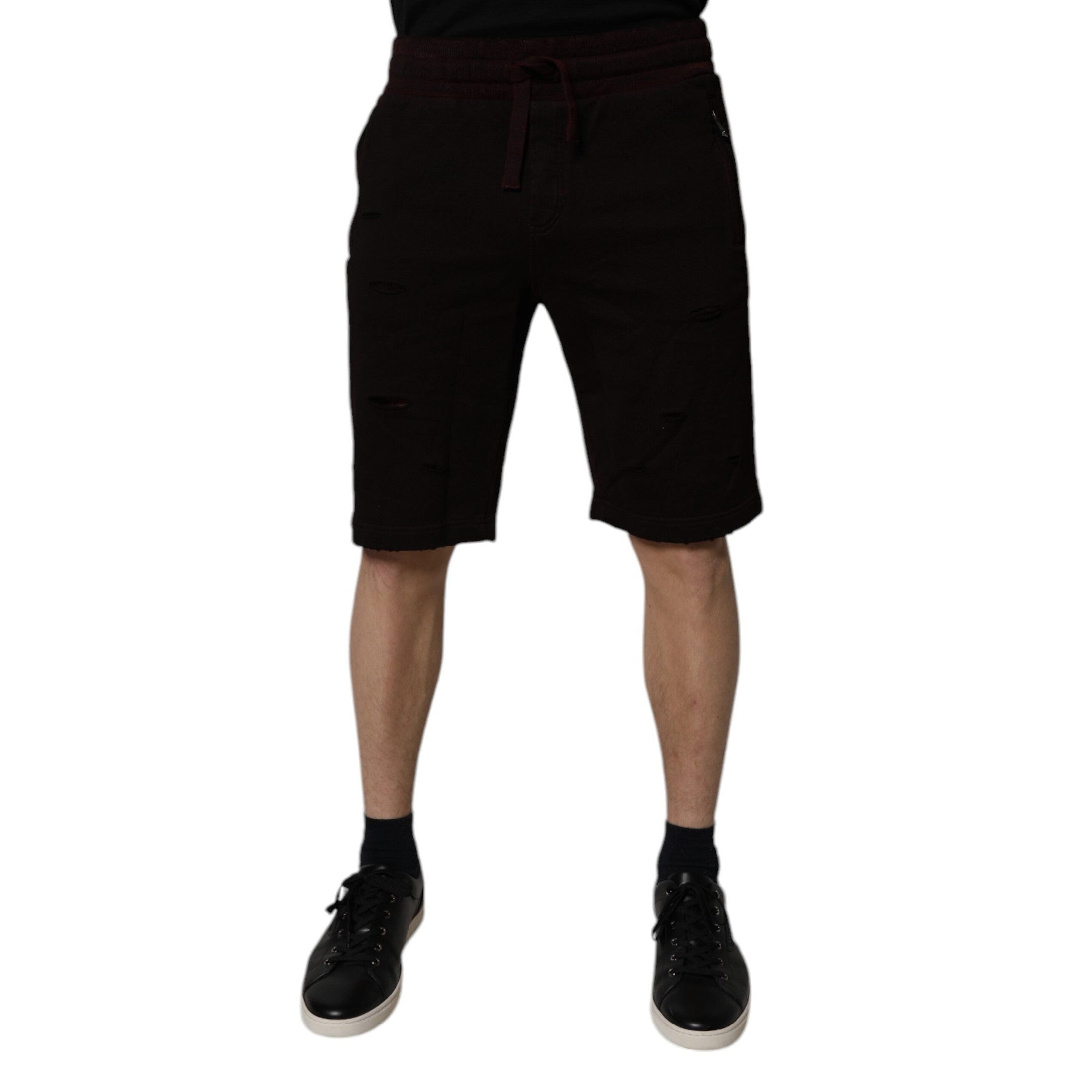 Dolce & Gabbana Maroon Cotton Sweatshorts Men Bermuda Shorts