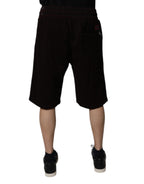 Dolce & Gabbana Maroon Cotton Logo Plaque Men Bermuda Shorts