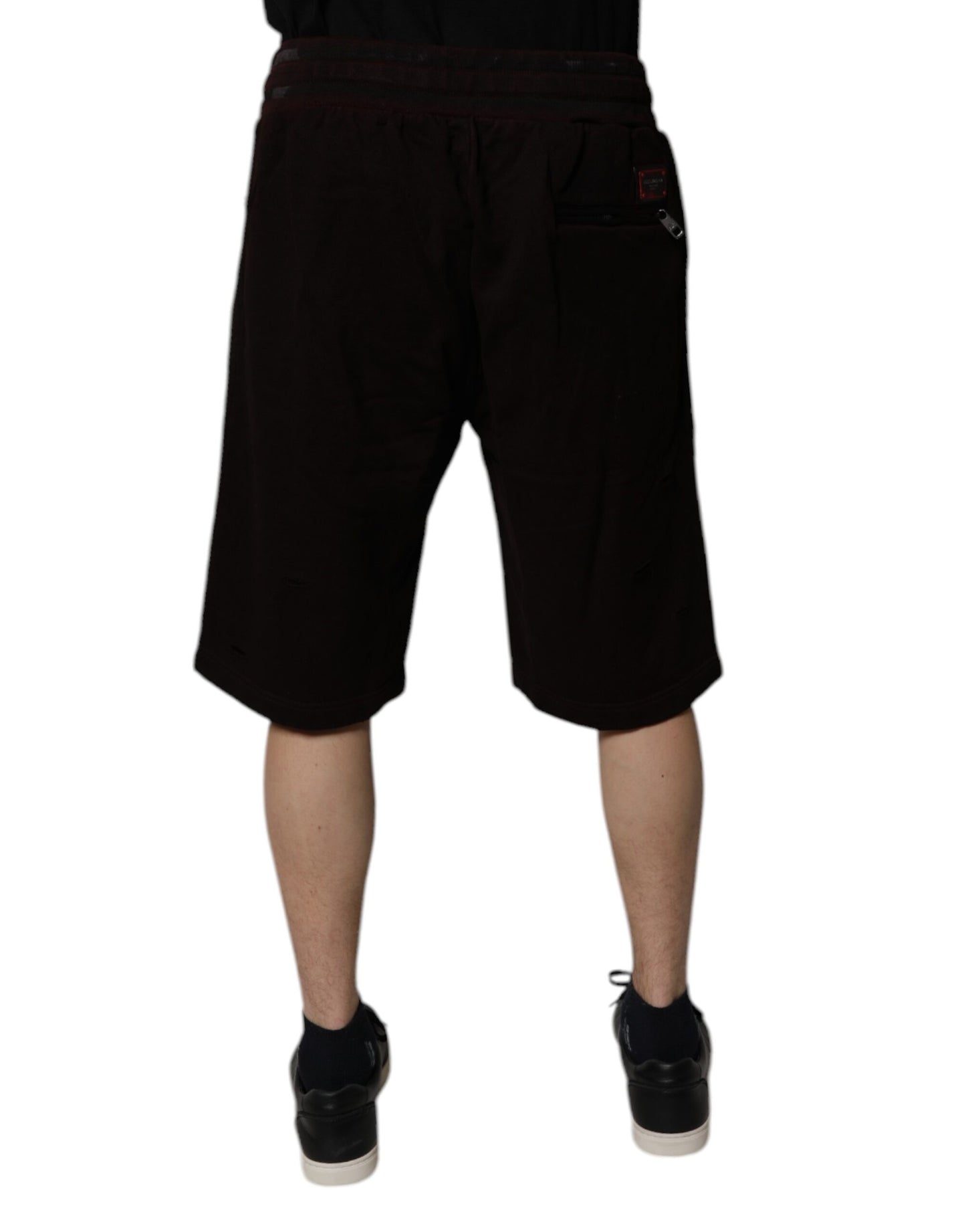 Dolce & Gabbana Maroon Cotton Logo Plaque Men Bermuda Shorts Dolce & Gabbana