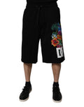 Dolce & Gabbana Black Cotton Logo Floral Print Bermuda Shorts - Eljoys Fashion 