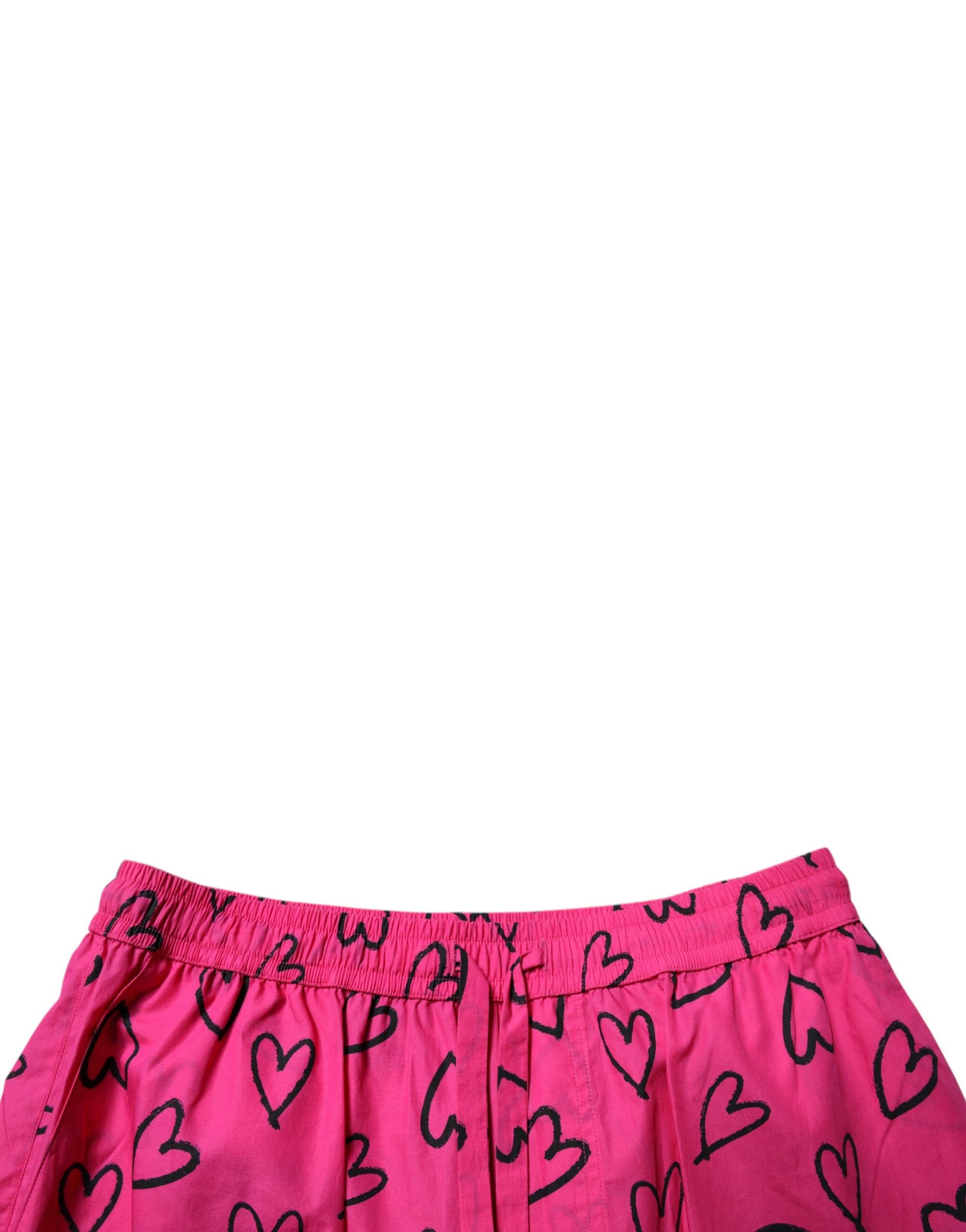 Dolce & Gabbana Pink Cotton Heart Print Bermuda Shorts Dolce & Gabbana