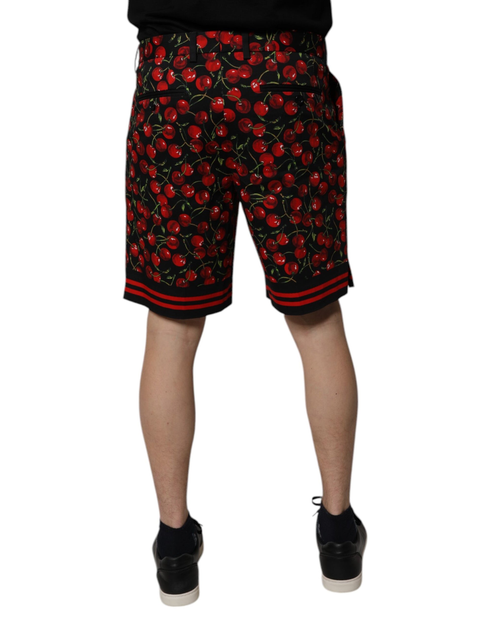 Dolce & Gabbana Black Red Cherry Print Bermuda Cotton Shorts Dolce & Gabbana