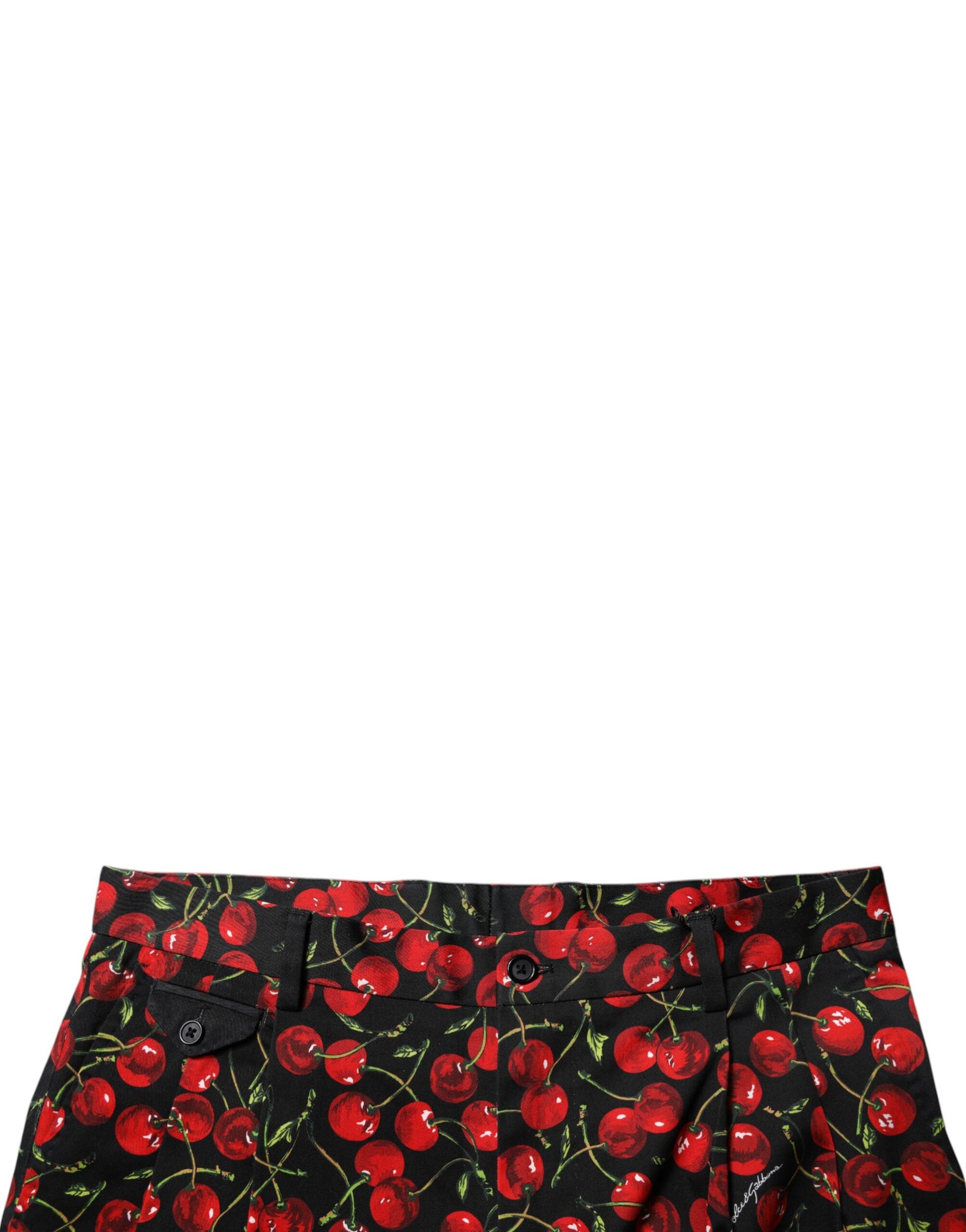 Dolce & Gabbana Black Red Cherry Print Bermuda Cotton Shorts Dolce & Gabbana