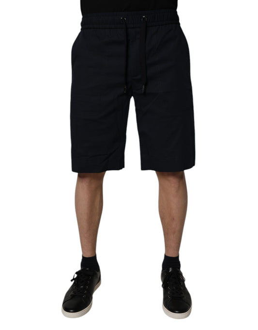 Dolce & Gabbana Black Cotton Sweatshorts Men Bermuda Shorts Dolce & Gabbana