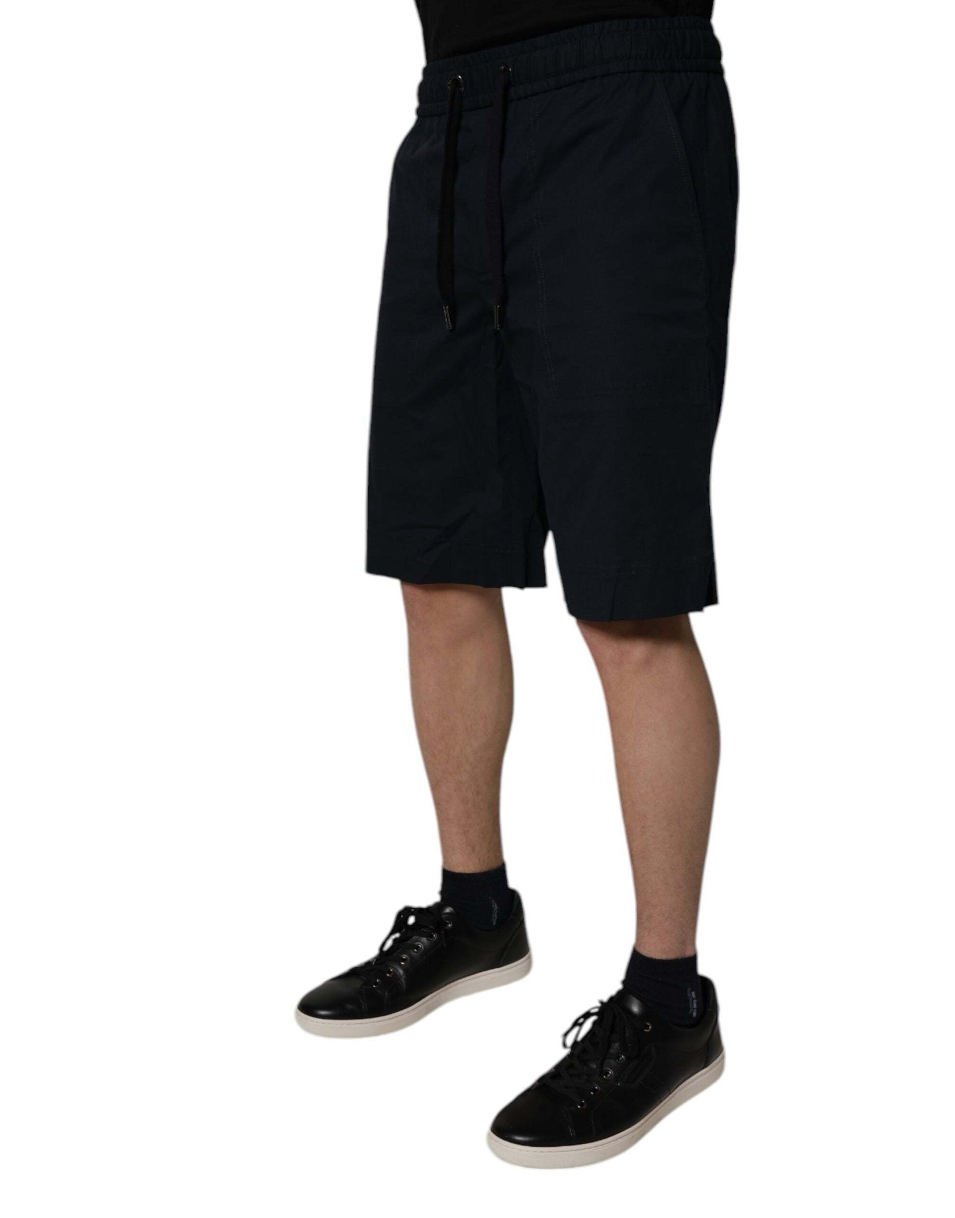 Dolce & Gabbana Black Cotton Sweatshorts Men Bermuda Shorts Dolce & Gabbana