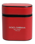 Dolce & Gabbana Red Calfskin Leather Logo Print Flip Holder Airpods Case - Eljoys Fashion 