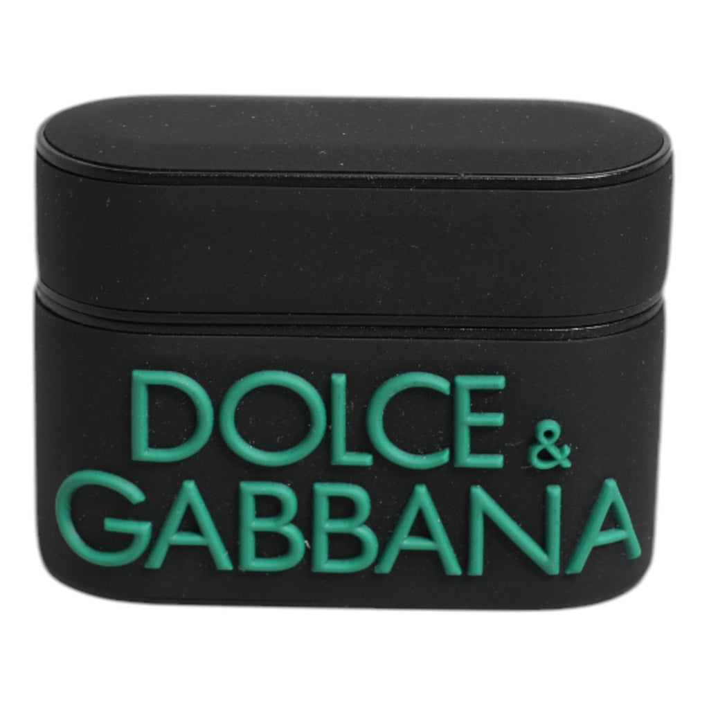 Dolce & Gabbana Black Orange Silicone Embossed Logo Airpods Case
