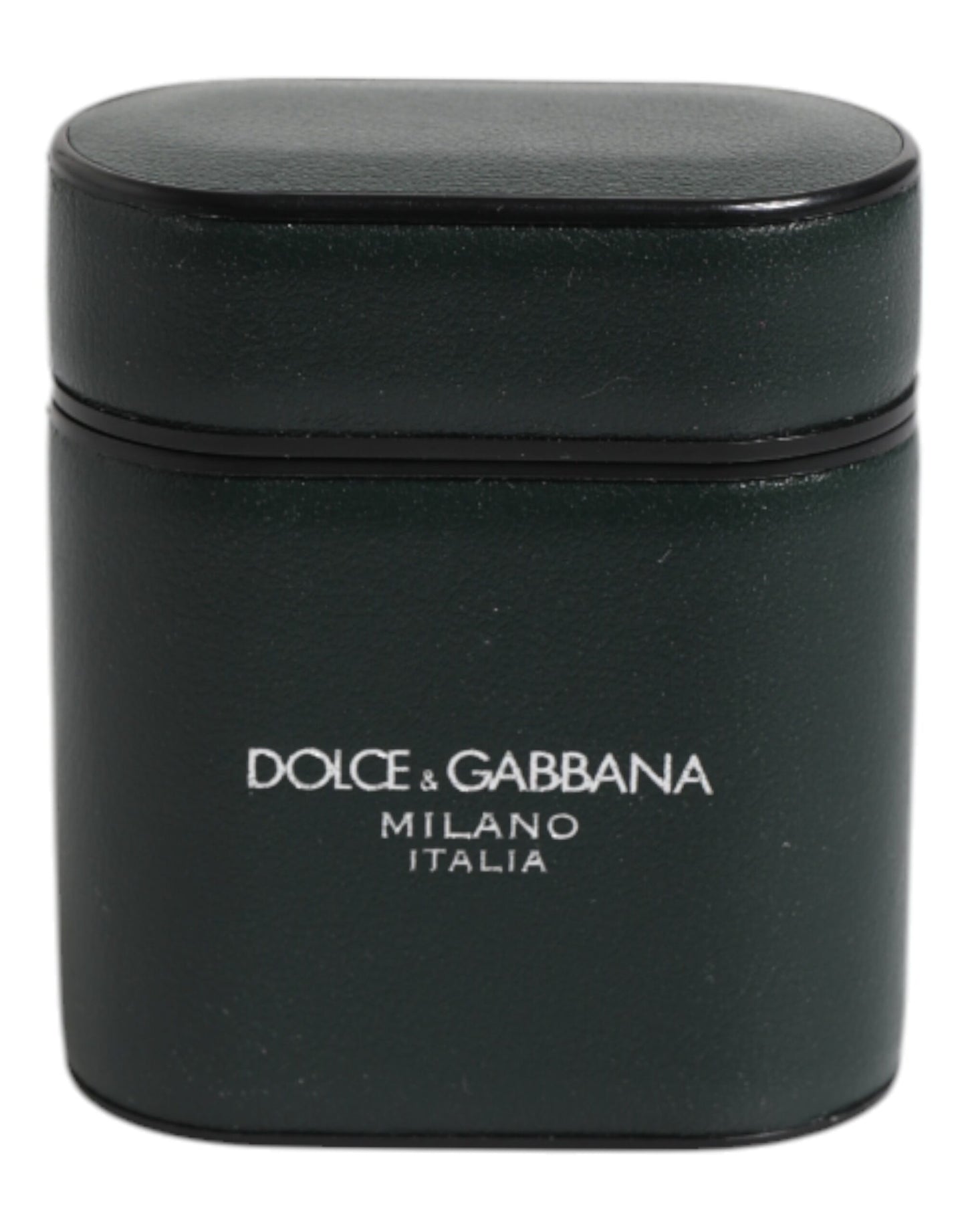 Dolce & Gabbana Black Calfskin Leather Logo Print Flip Holder Airpods Case Dolce & Gabbana