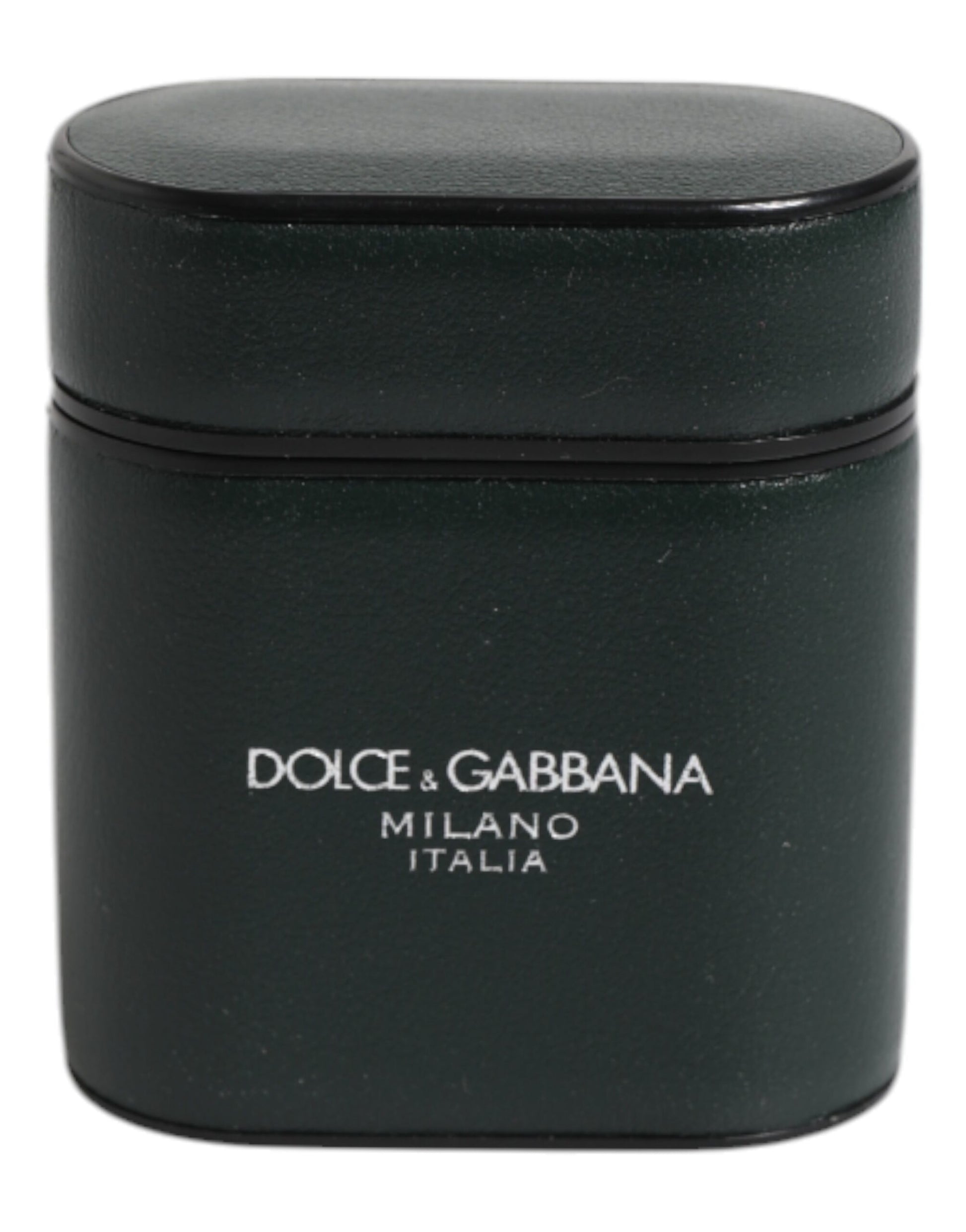 Dolce & Gabbana Black Calfskin Leather Logo Print Flip Holder Airpods Case Dolce & Gabbana