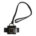 Dolce & Gabbana Black Leather Strap Gold Metal Logo Plaque Airpods Case