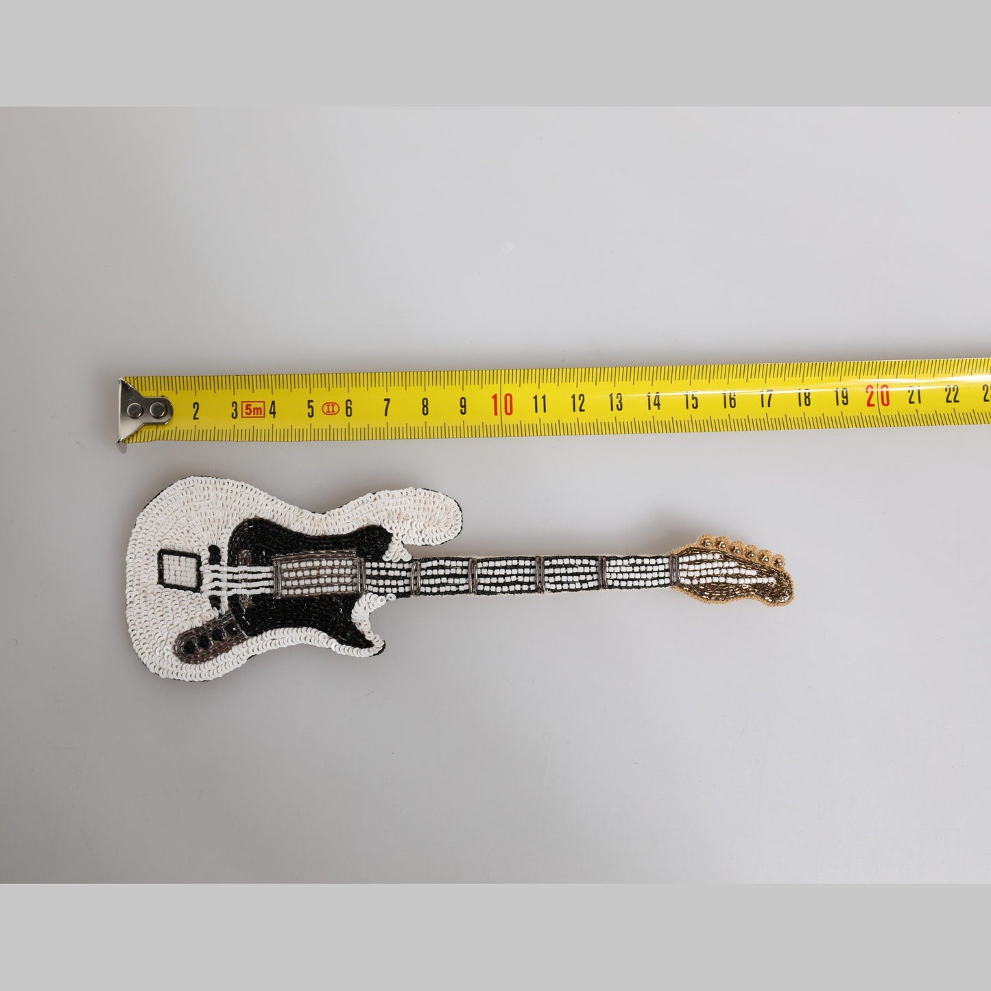 Dolce & Gabbana Gold Brass Logo Beaded Guitar Pin Brooch