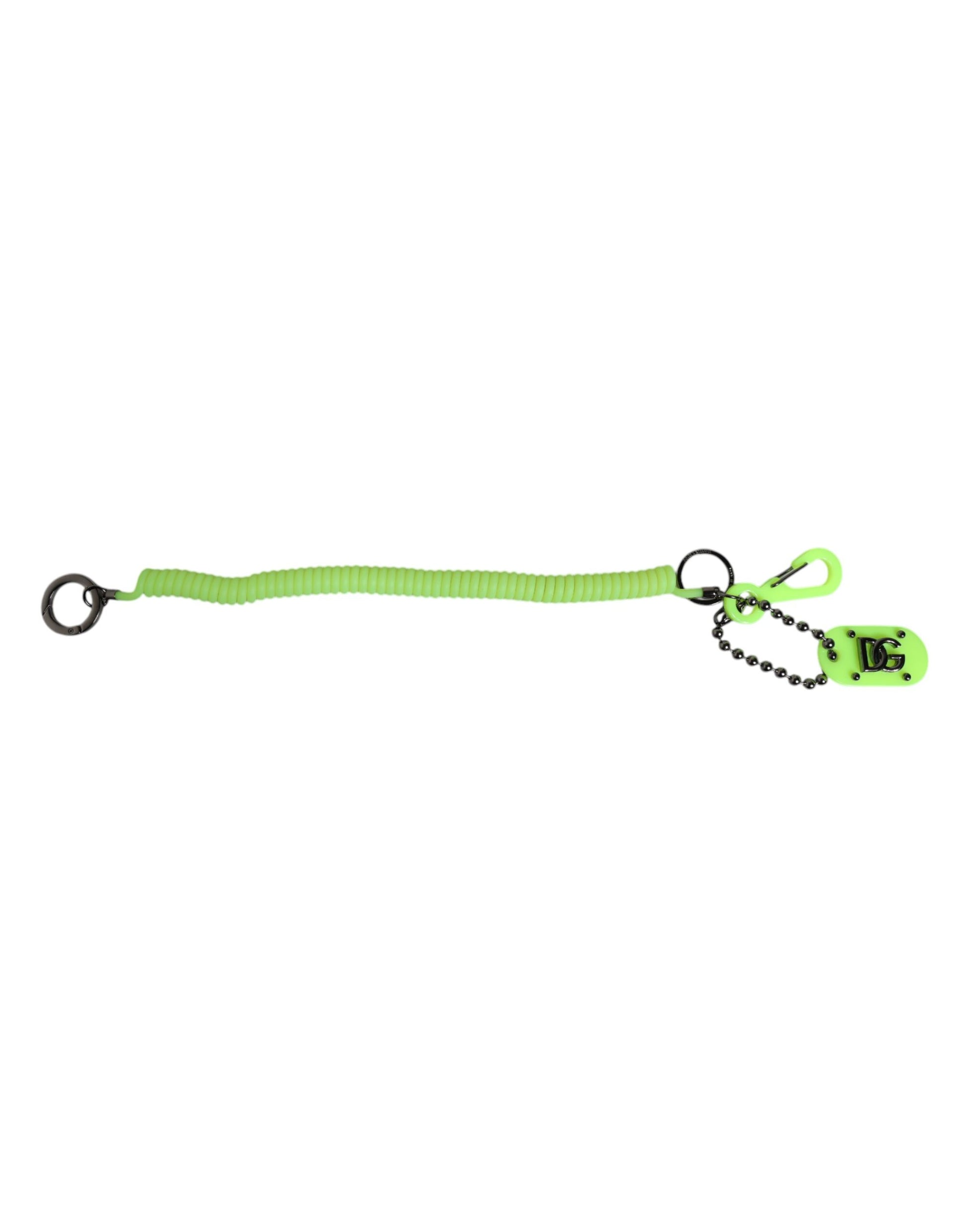 Dolce & Gabbana Green Springy Key Holder DG Logo Men's Keychain Keyring Dolce & Gabbana