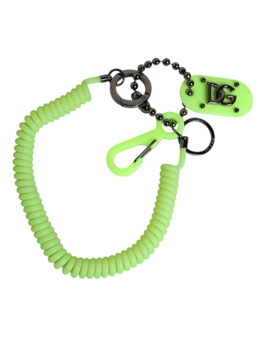 Dolce & Gabbana Green Springy Key Holder DG Logo Men's Keychain Keyring Dolce & Gabbana
