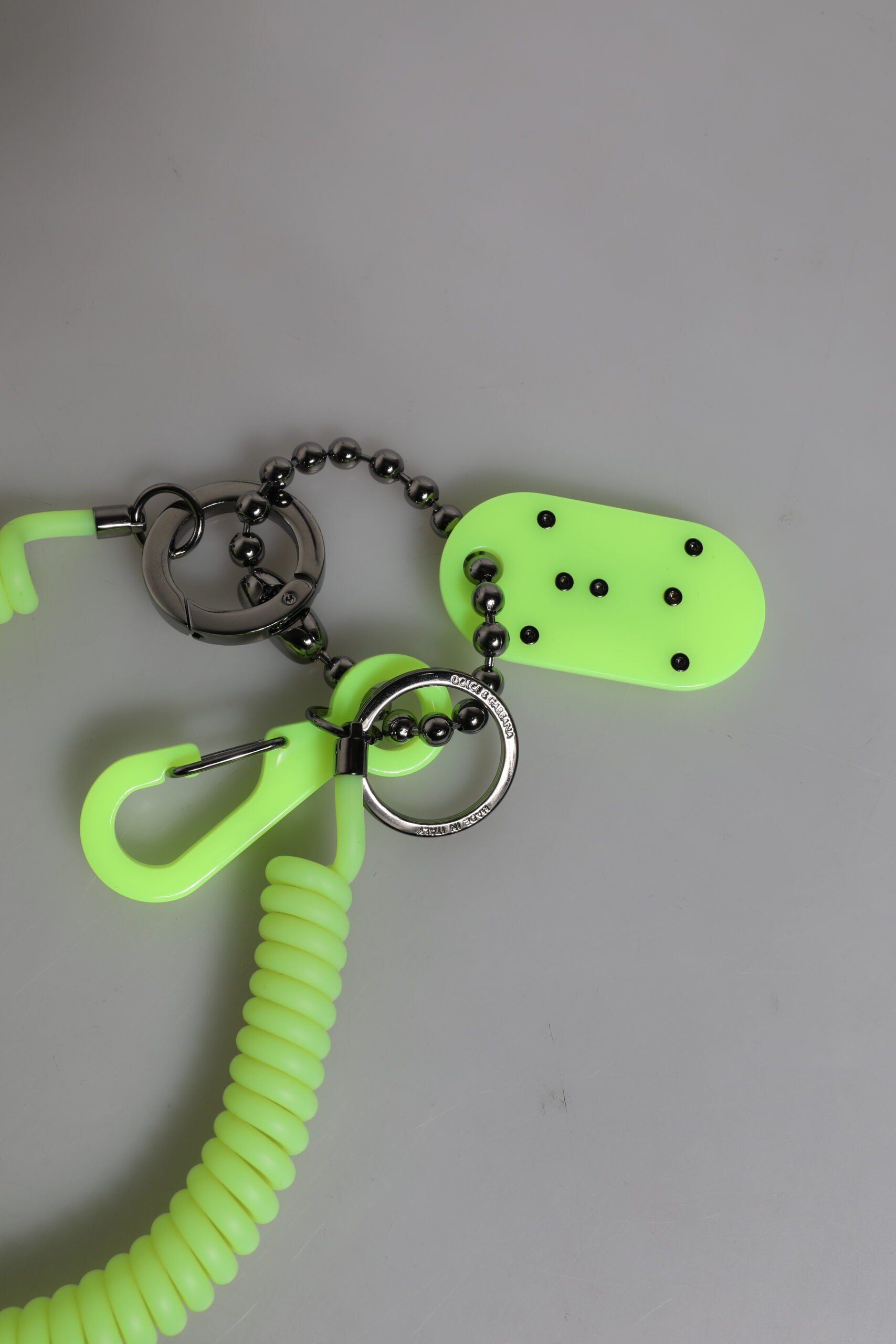 Dolce & Gabbana Green Springy Key Holder DG Logo Men's Keychain Keyring Dolce & Gabbana