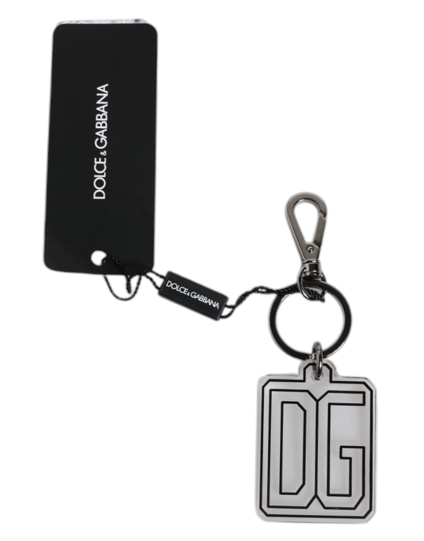 Dolce & Gabbana Gray Black DG Rubber Logo Silver Men's Keychain Keyring Dolce & Gabbana
