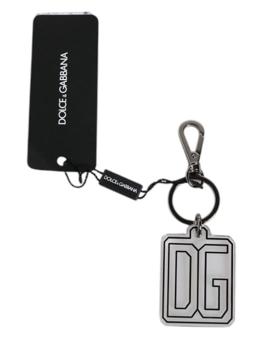 Dolce & Gabbana Gray Black DG Rubber Logo Silver Men's Keychain Keyring Dolce & Gabbana