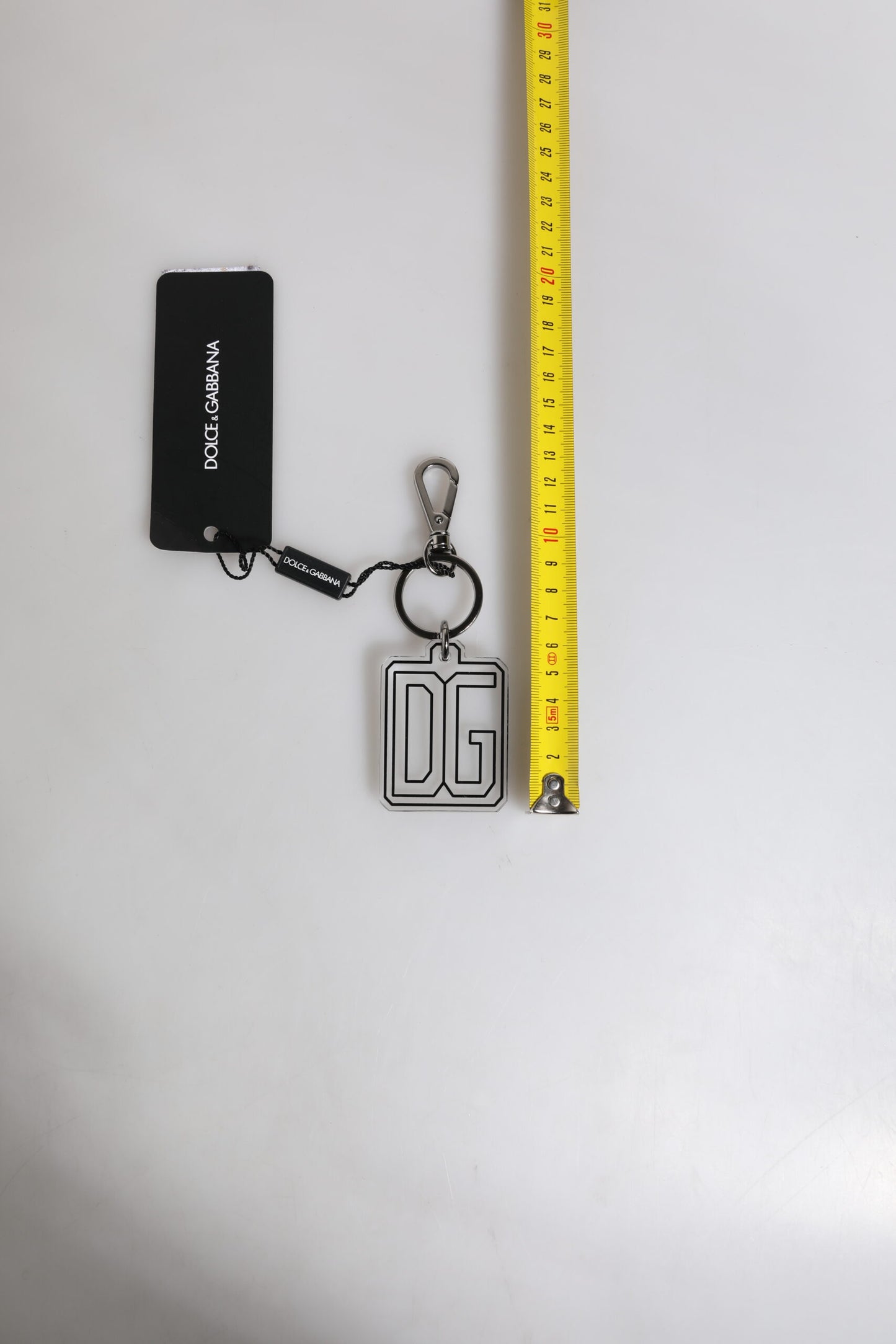 Dolce & Gabbana Gray Black DG Rubber Logo Silver Men's Keychain Keyring Dolce & Gabbana