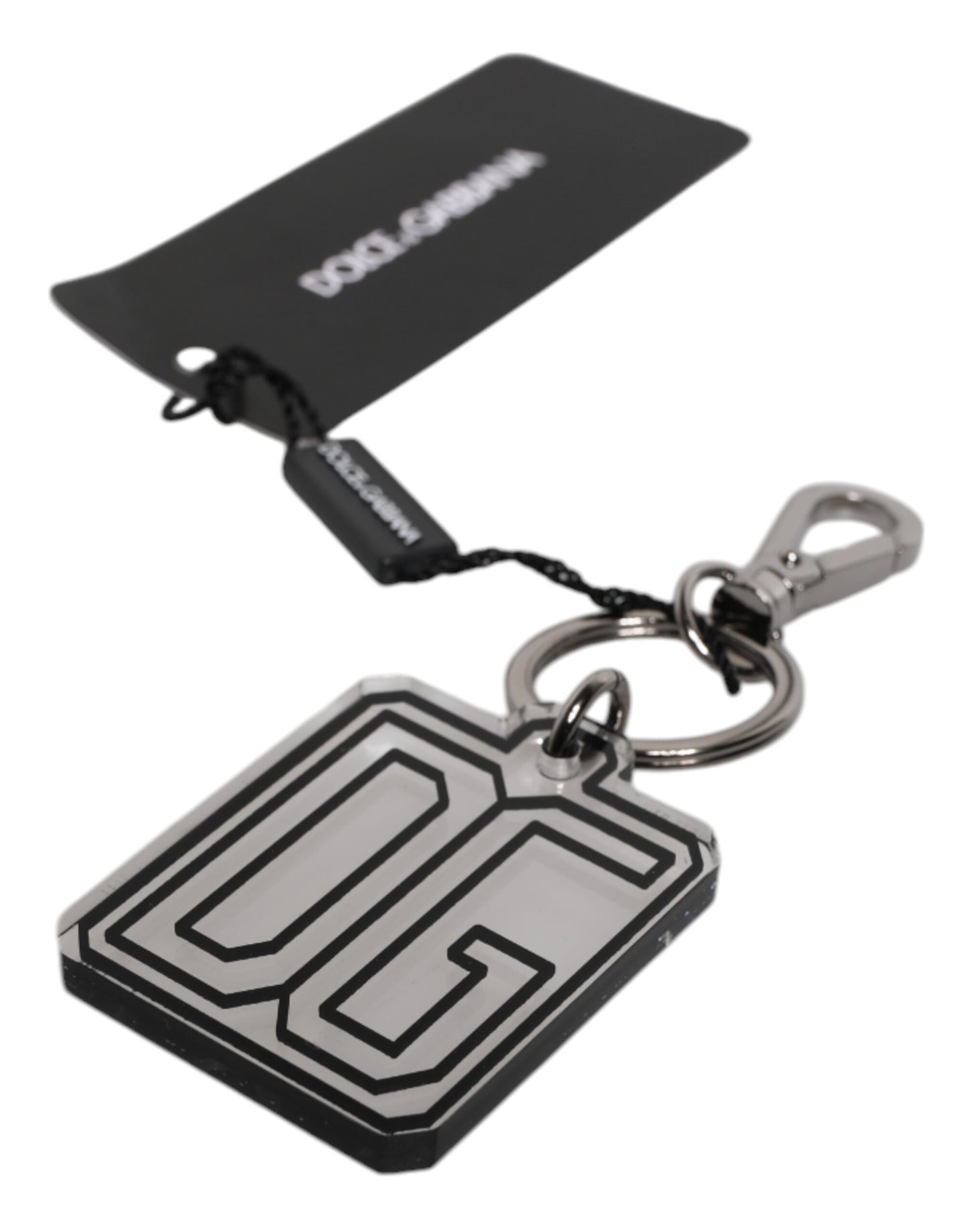 Dolce & Gabbana Gray Black DG Rubber Logo Silver Men's Keychain Keyring Dolce & Gabbana