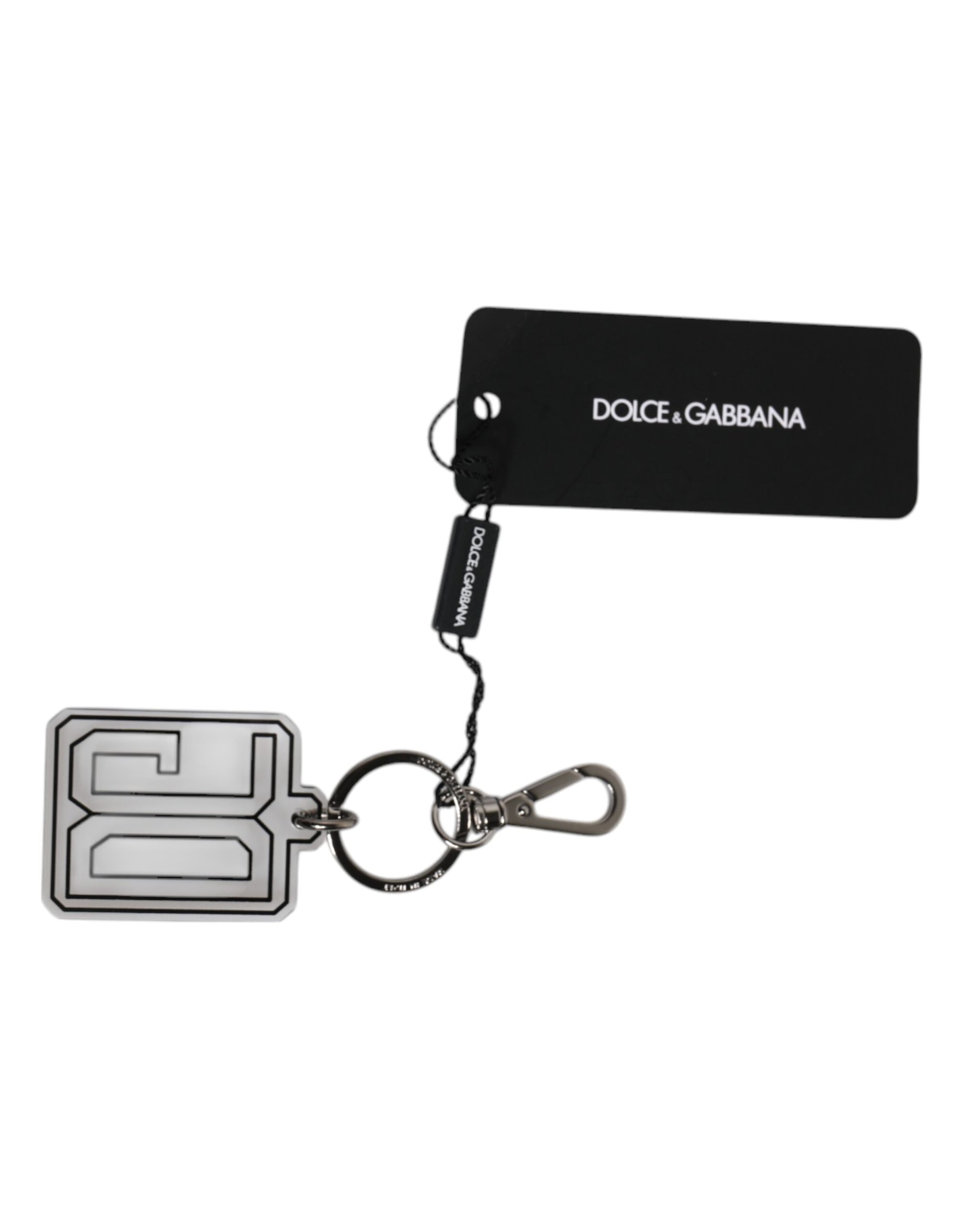 Dolce & Gabbana Gray Black DG Rubber Logo Silver Men's Keychain Keyring Dolce & Gabbana