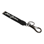 Dolce & Gabbana Black White DG Logo Silver Men Keychain Polyester Keyring