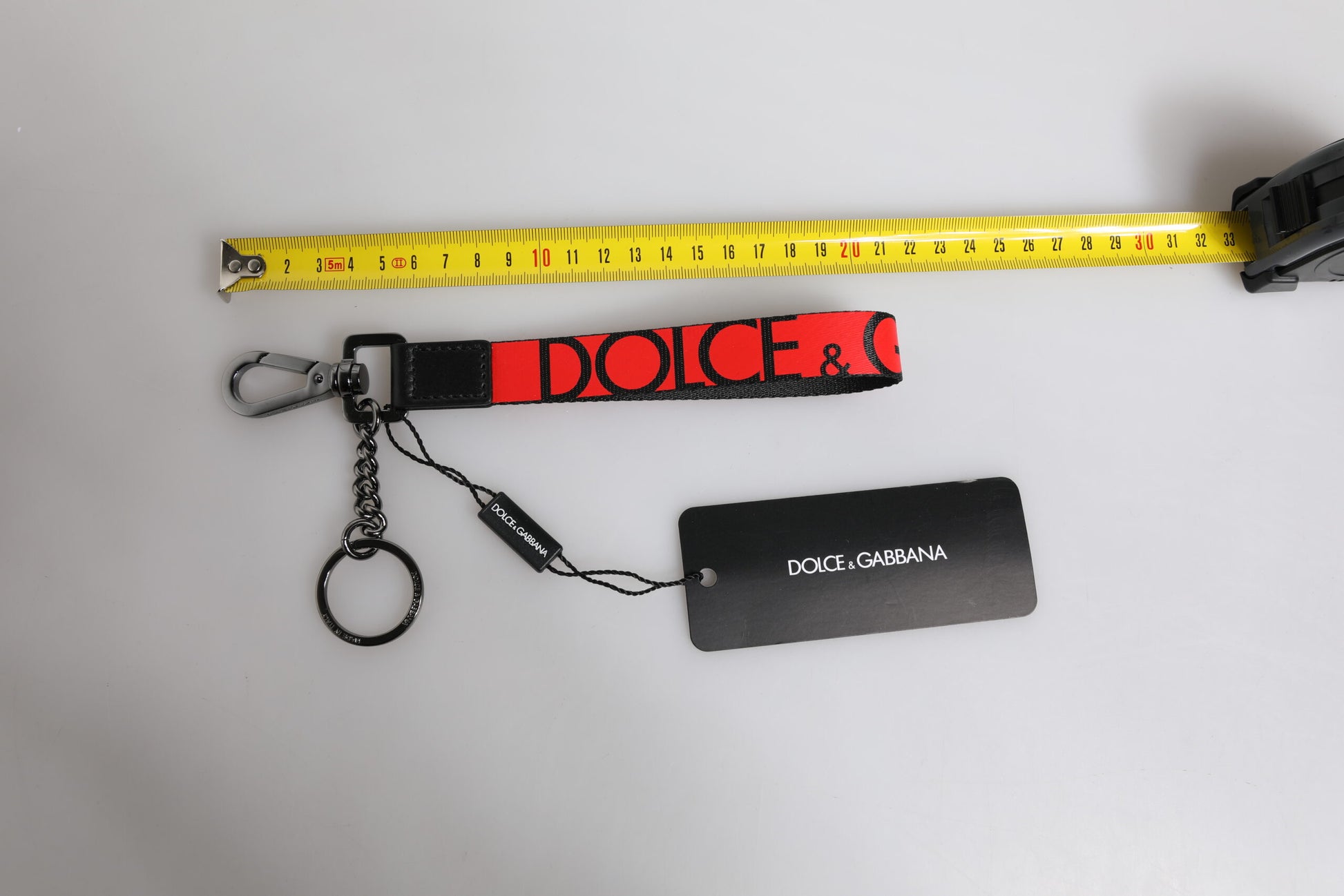 Dolce & Gabbana Red Logo Nylon Silver Brass Men Holder Keychain Keyring Dolce & Gabbana