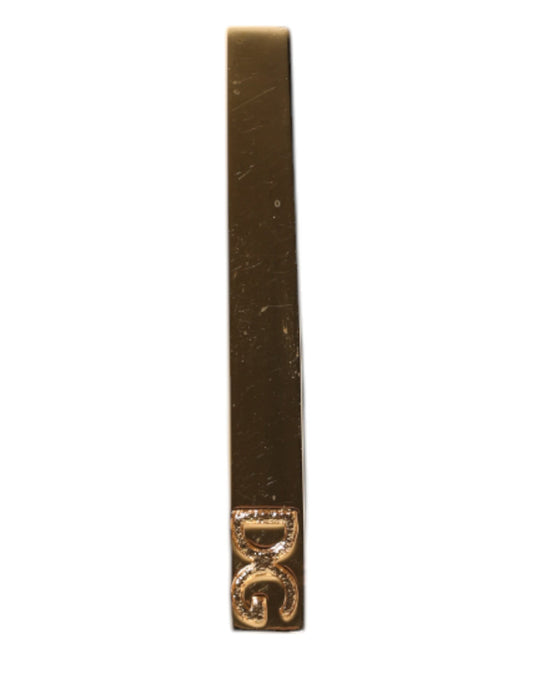 Dolce & Gabbana Gold Tone Brass Logo Branded Tie Clip Bar Dolce & Gabbana