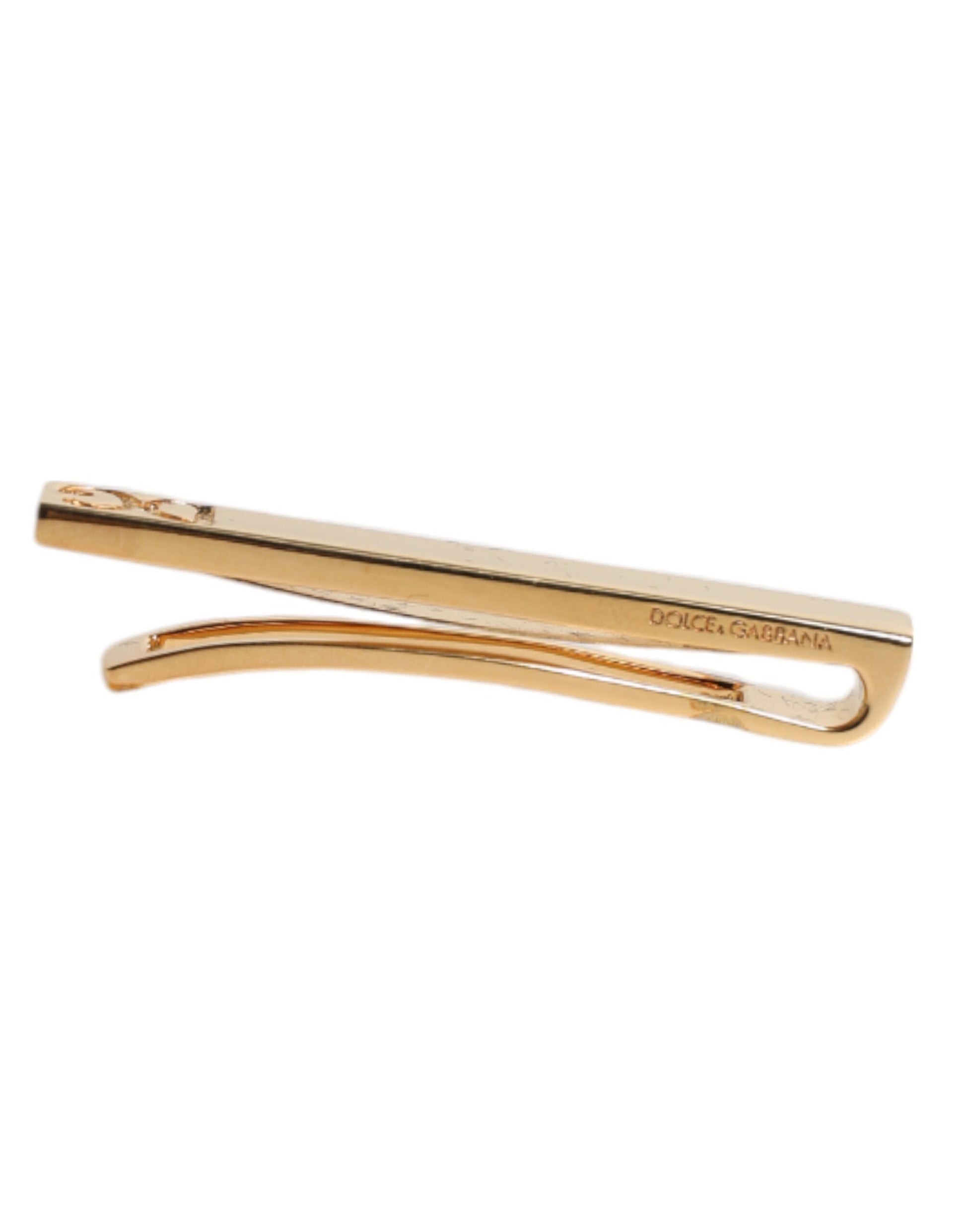 Dolce & Gabbana Gold Tone Brass Logo Branded Tie Clip Bar Dolce & Gabbana