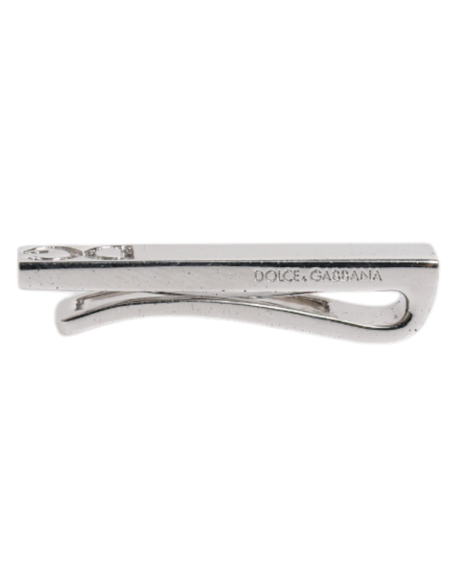 Dolce & Gabbana Silver Tone Brass Logo Branded Tie Clip Bar Dolce & Gabbana