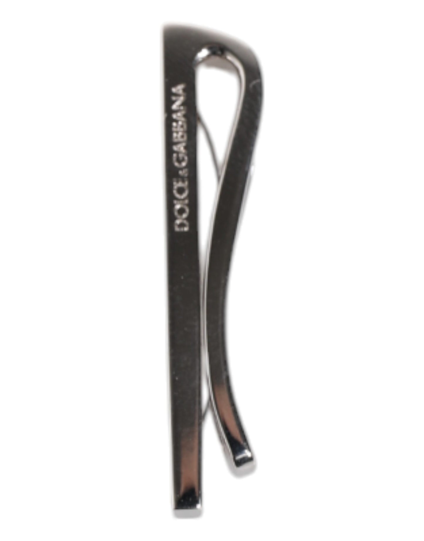 Dolce & Gabbana Silver Tone Brass Logo Branded Tie Clip Bar Dolce & Gabbana