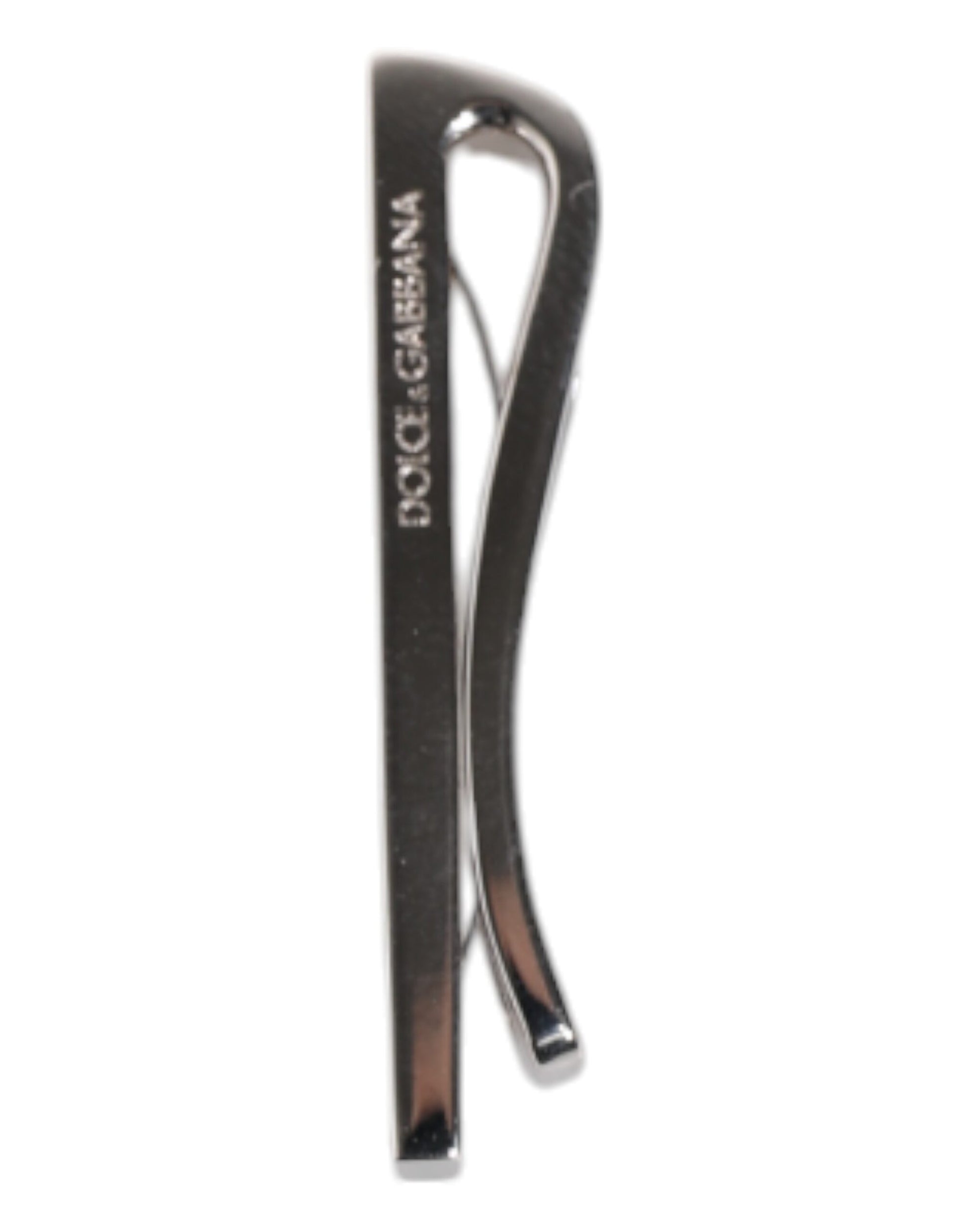 Dolce & Gabbana Silver Tone Brass Logo Branded Tie Clip Bar Dolce & Gabbana