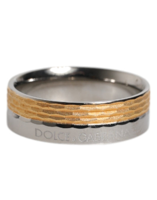 Dolce & Gabbana Gold Silver Tone Real Brass DG Logo Ring Dolce & Gabbana