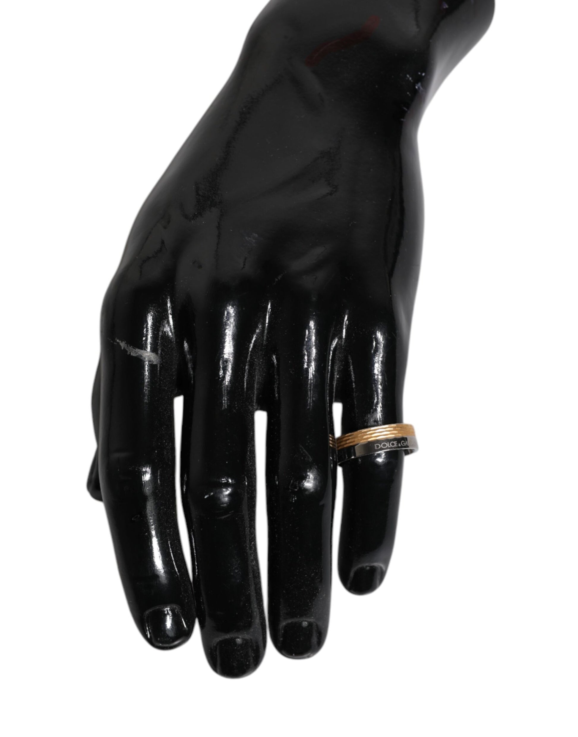 Dolce & Gabbana Gold Silver Tone Real Brass DG Logo Ring Dolce & Gabbana