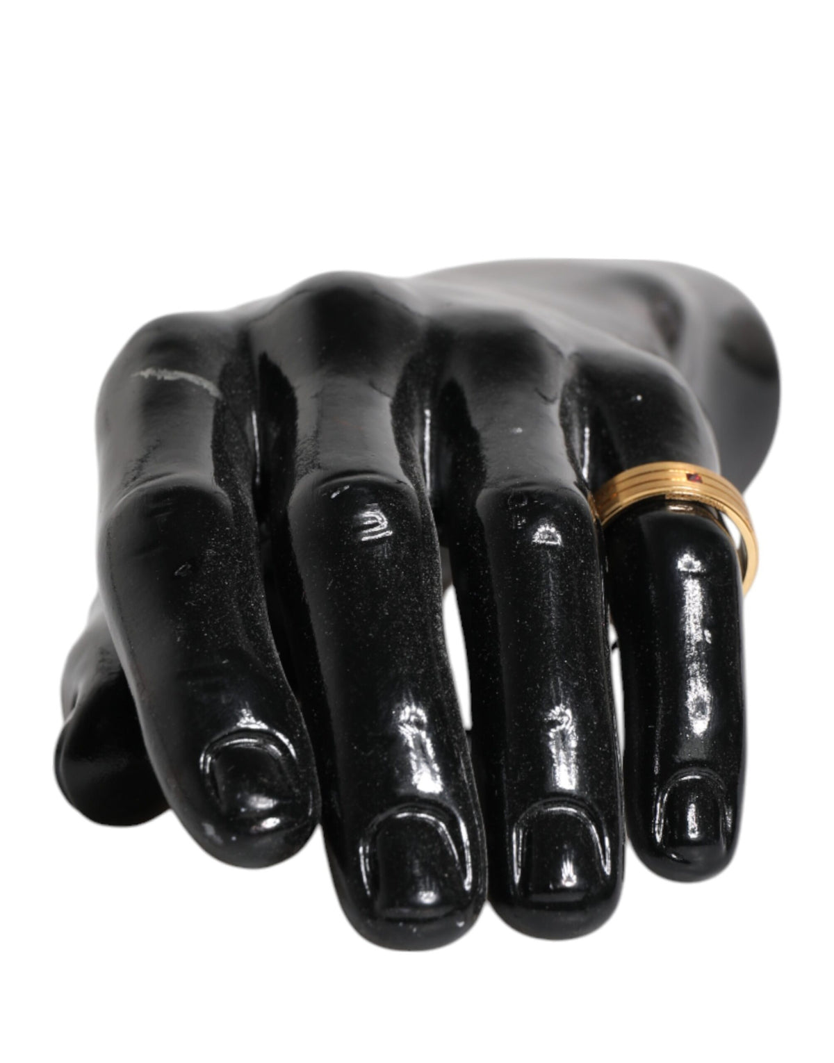Dolce & Gabbana Gold Tone Brass Red Crystal DG Logo Ring - Eljoys Fashion 