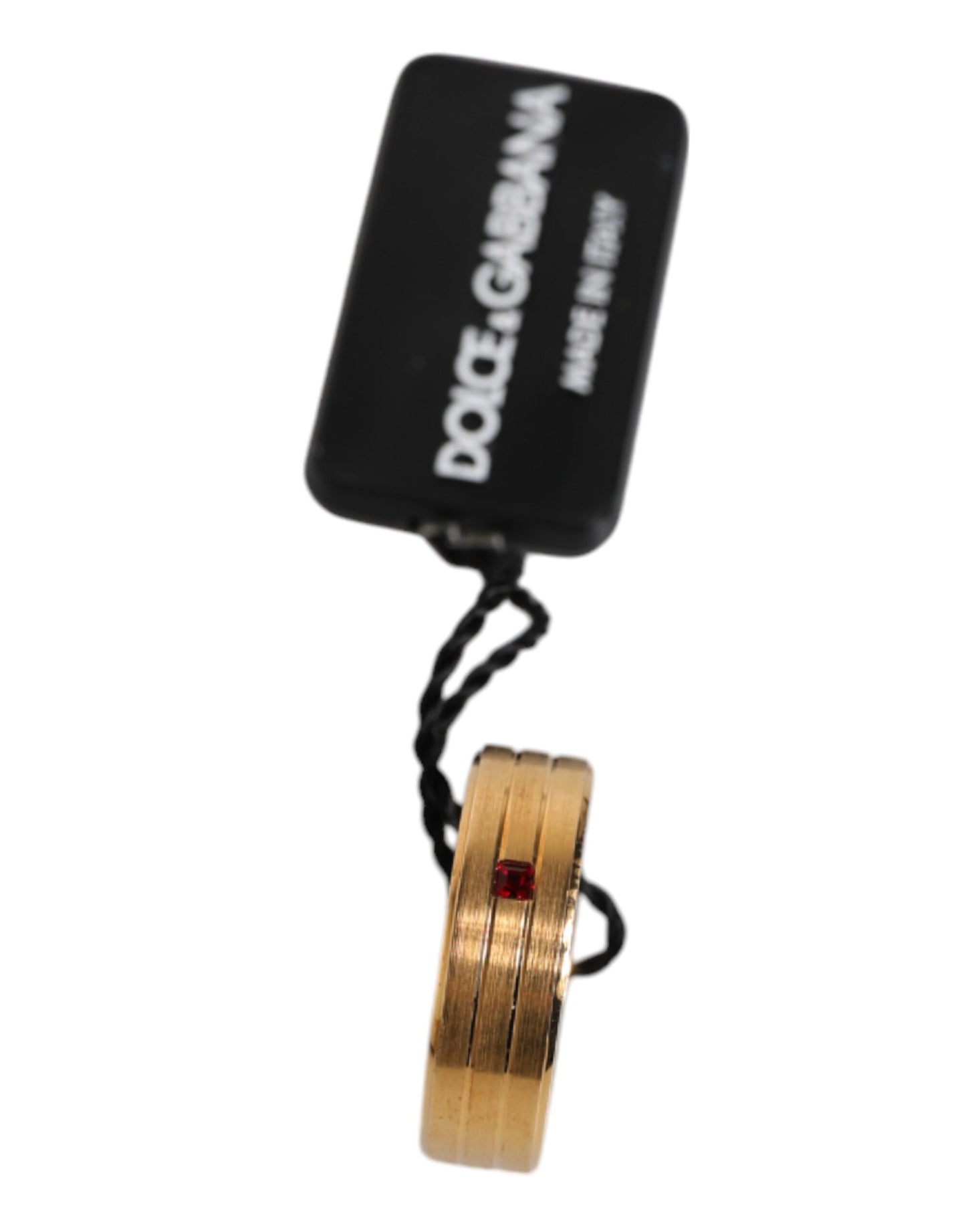 Dolce & Gabbana Gold Tone Brass Red Crystal DG Logo Ring Dolce & Gabbana