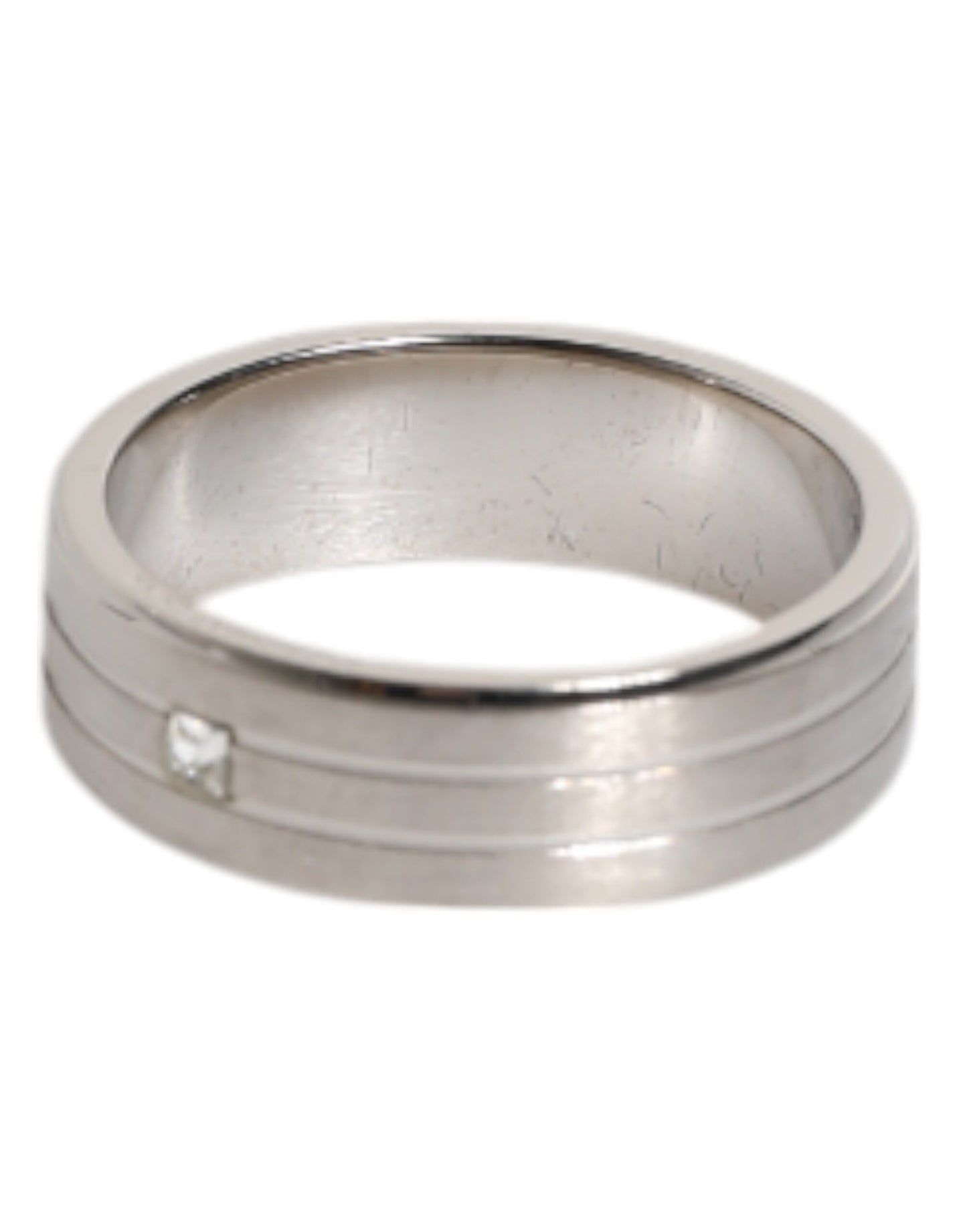 Dolce & Gabbana Silver Tone Brass Clear Crystal DG Logo Ring Dolce & Gabbana
