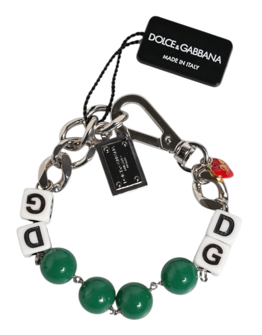 Dolce & Gabbana Silver Tone Brass Bead Dice Logo Embellish Charm Bracelet Dolce & Gabbana