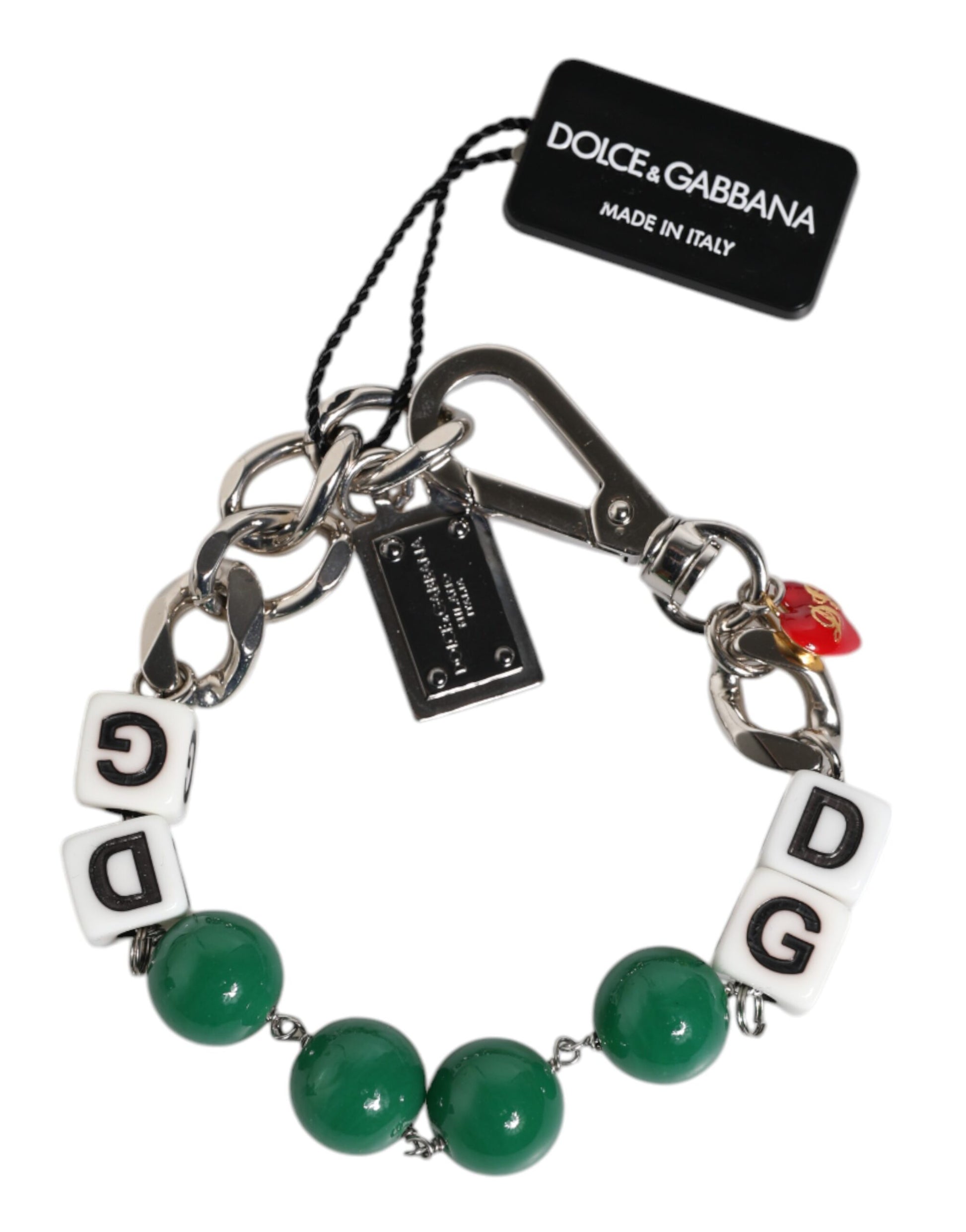 Dolce & Gabbana Silver Tone Brass Bead Dice Logo Embellish Charm Bracelet Dolce & Gabbana