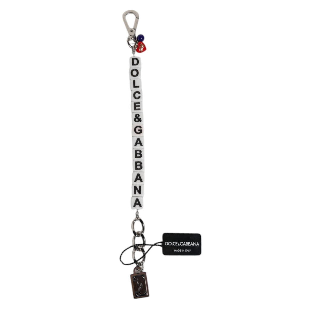 Dolce & Gabbana Silver Brass Chain Dice Logo Embellished Charm Bracelet