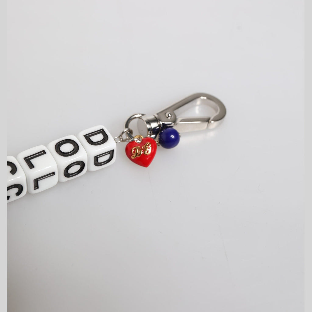 Dolce & Gabbana Silver Brass Chain Dice Logo Embellished Charm Bracelet