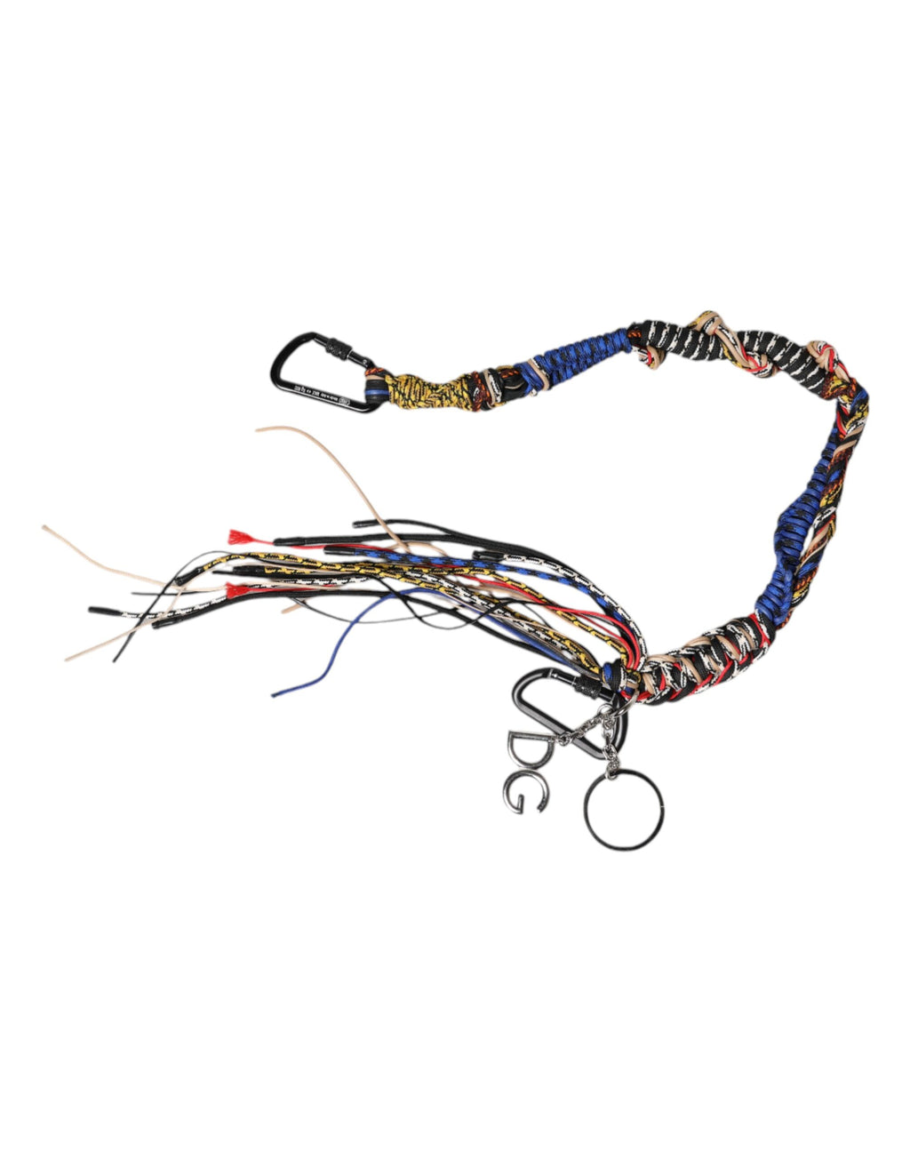 Multicolor braided rope shoulder strap for Dolce & Gabbana logo bag, featuring vibrant multicolor design and branded hardware.