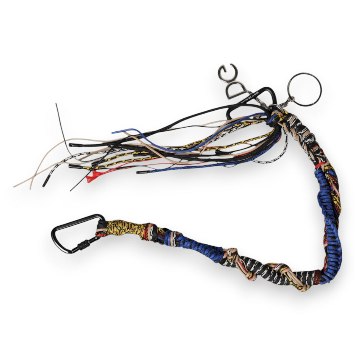 Multicolor braided rope shoulder strap with Dolce & Gabbana logo, designed for D&G bags, featuring vibrant multicolor details and logo embellishment.