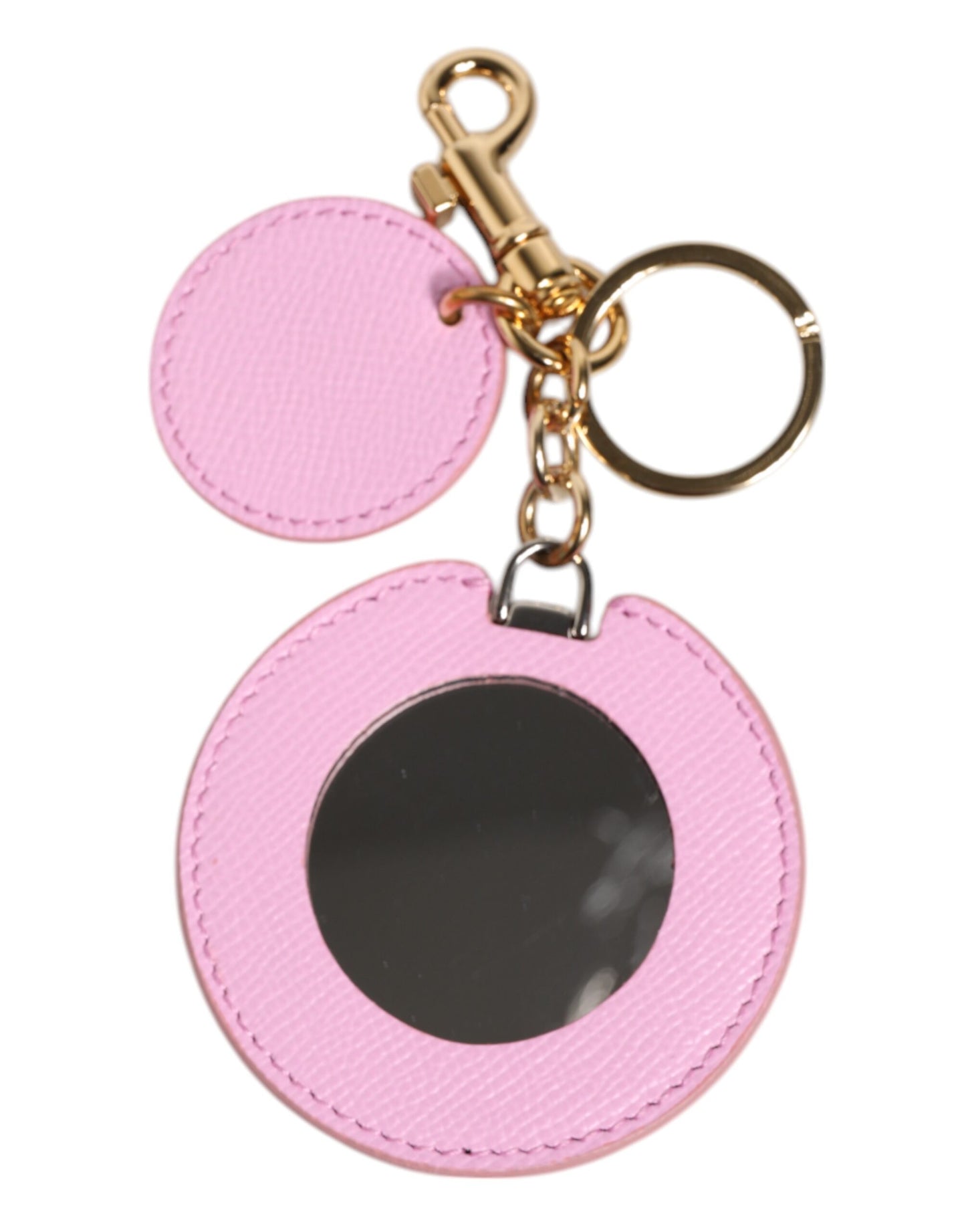 Dolce & Gabbana Pink Calf Leather Gold Metal Logo Print Keyring Keychain Dolce & Gabbana