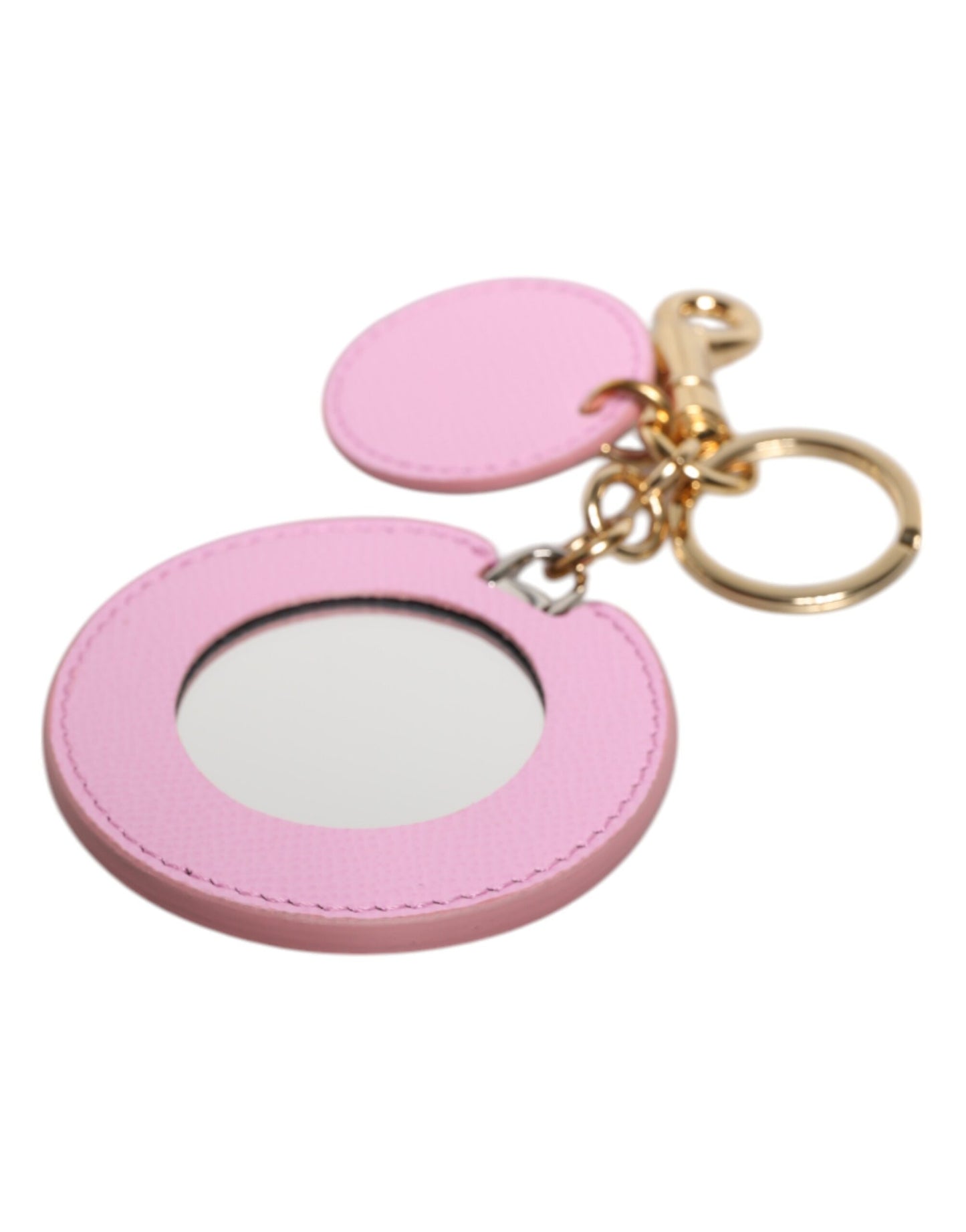 Dolce & Gabbana Pink Calf Leather Gold Metal Logo Print Keyring Keychain Dolce & Gabbana