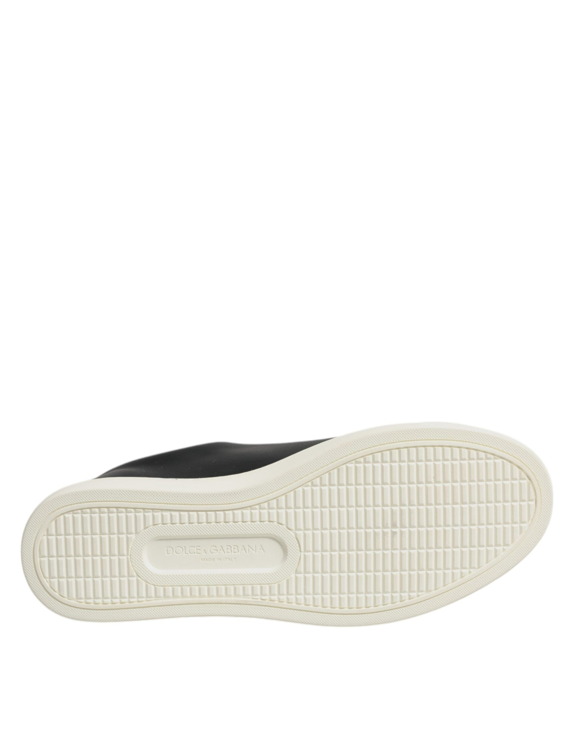 Dolce & Gabbana Black Leather Gold Red Heart Sneakers Shoes Dolce & Gabbana