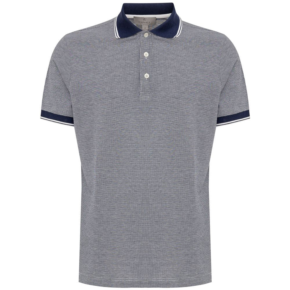 Canali Blue Cotton Polo Shirt Canali