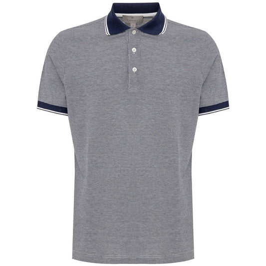 Canali Blue Cotton Polo Shirt Canali