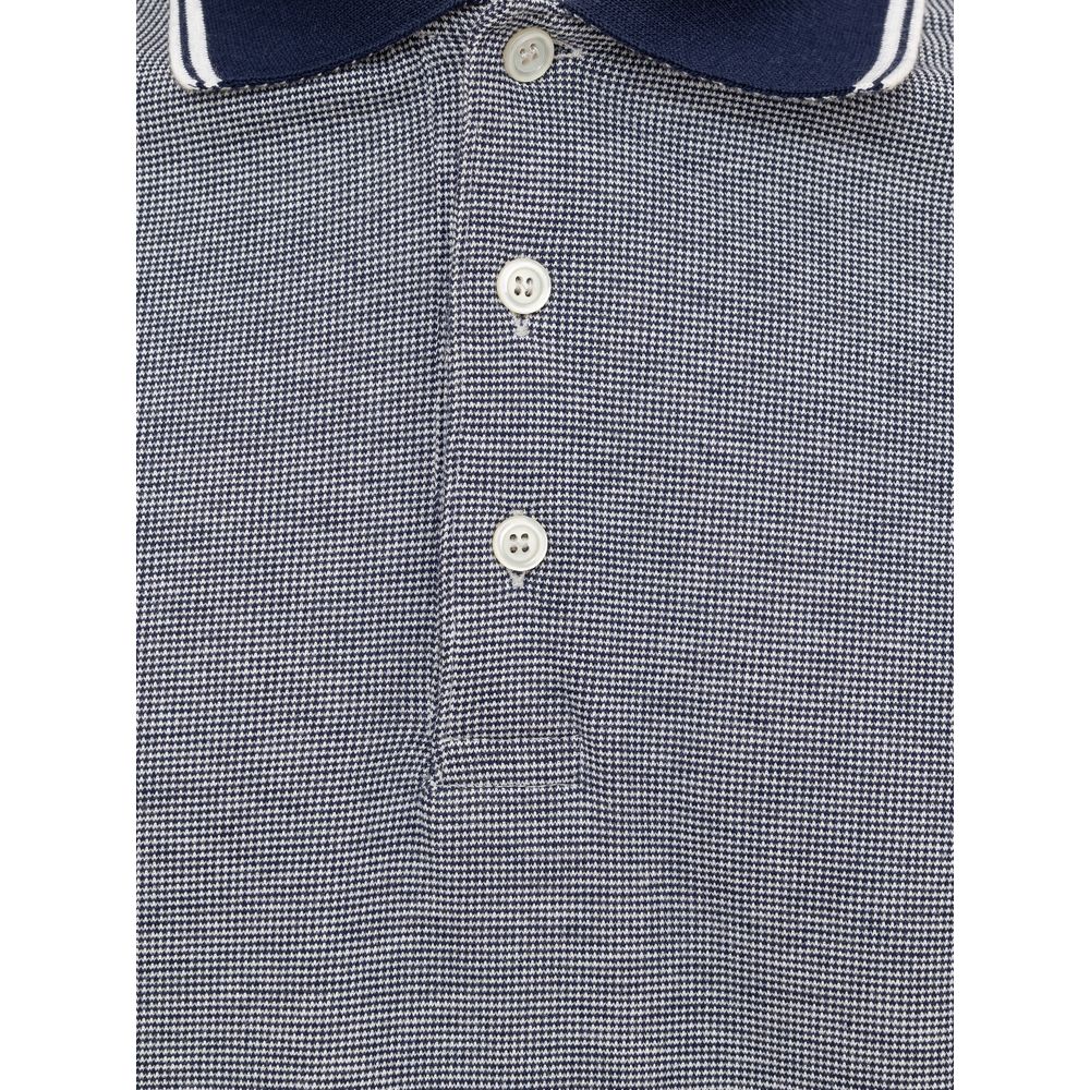 Canali Blue Cotton Polo Shirt Canali