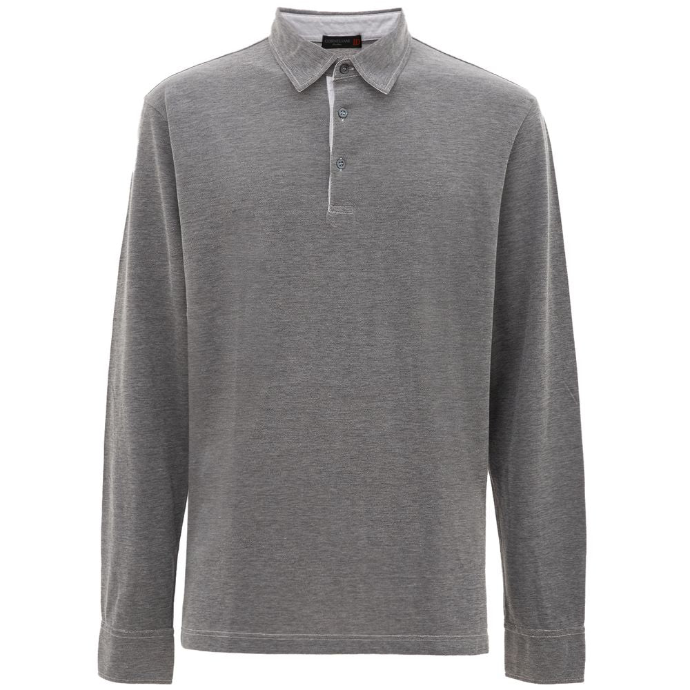 Corneliani Gray Cotton Polo Shirt Corneliani